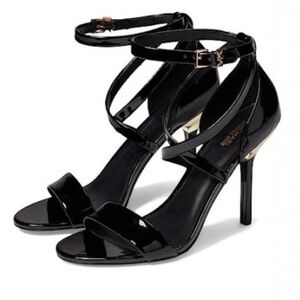 NIB Michael Kors Astrid Black Patent Leather High Heel Sandals